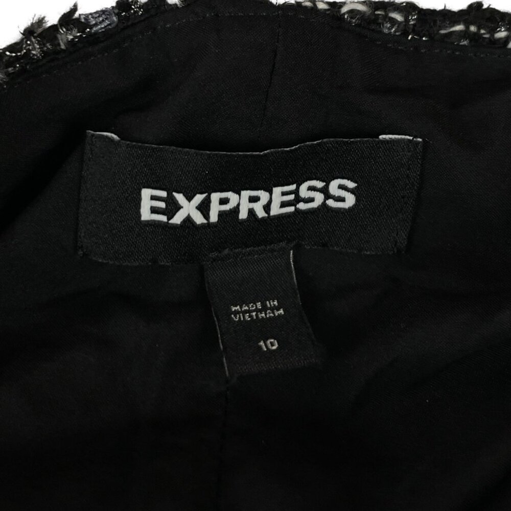 Express Shorts Metallic Tweed Silver Black Double Zippers Lined Holiday Party 10 - Picture 3 of 4